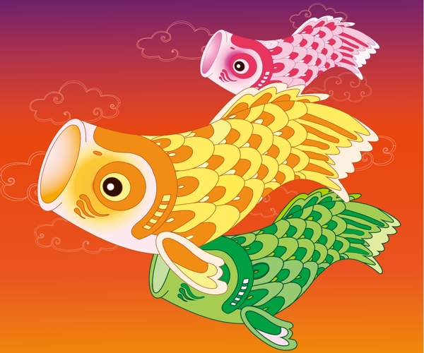 新年喜庆鲤鱼旗AI动物节日图片