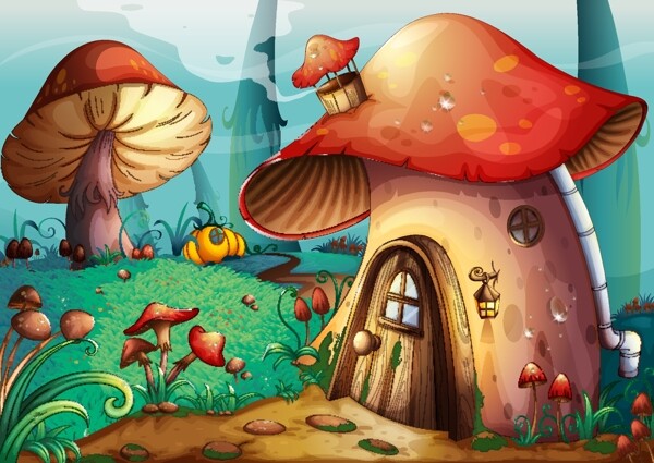 蘑菇小屋卡通童话世界图片
