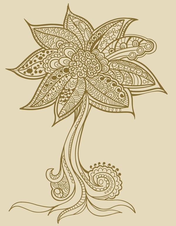 手绘线条花卉花纹