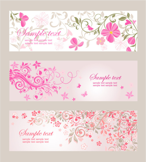 粉色花卉banner设计矢量素材