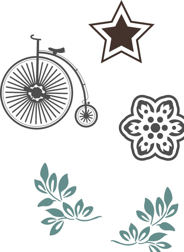 树叶花朵欧式自行车五角星图片
