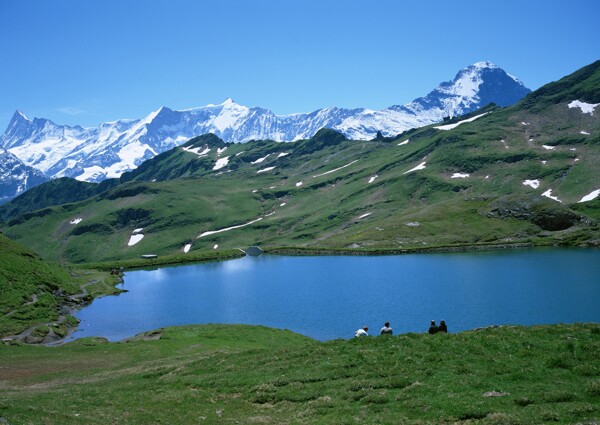 风景山湖水JPG蓝天草原雪山