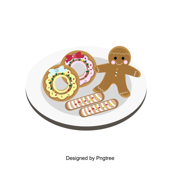 圣诞姜饼甜甜圈材料和插图