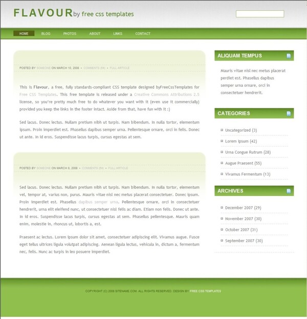 绿色风格信息BLOG网页模板