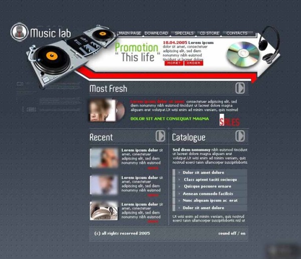 电子芬克音乐网页模板