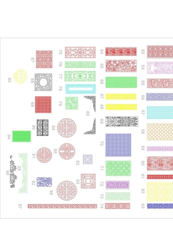 CAD块花格中式欧式花纹图片