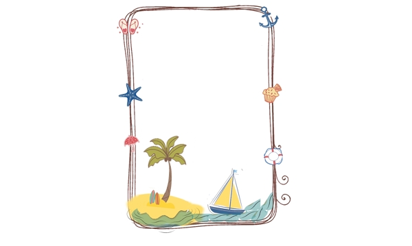 创意卡通夏季海滩元素边框设计