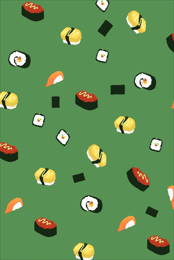 寿司底纹装饰插画