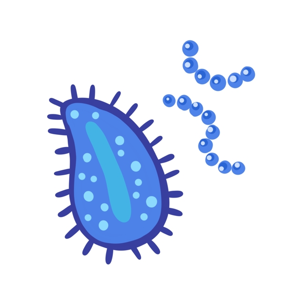 蓝色扁平细胞细菌PNG免抠素材