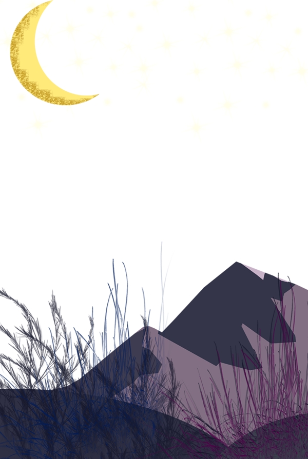 仲夏夜之梦之月亮下的荒原插画边框