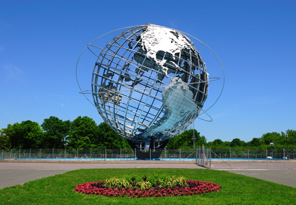 纽约科罗纳公园地球仪钢雕图片