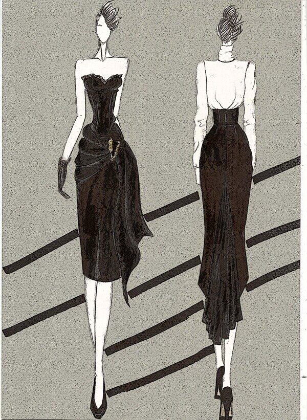 2款黑色礼服设计图