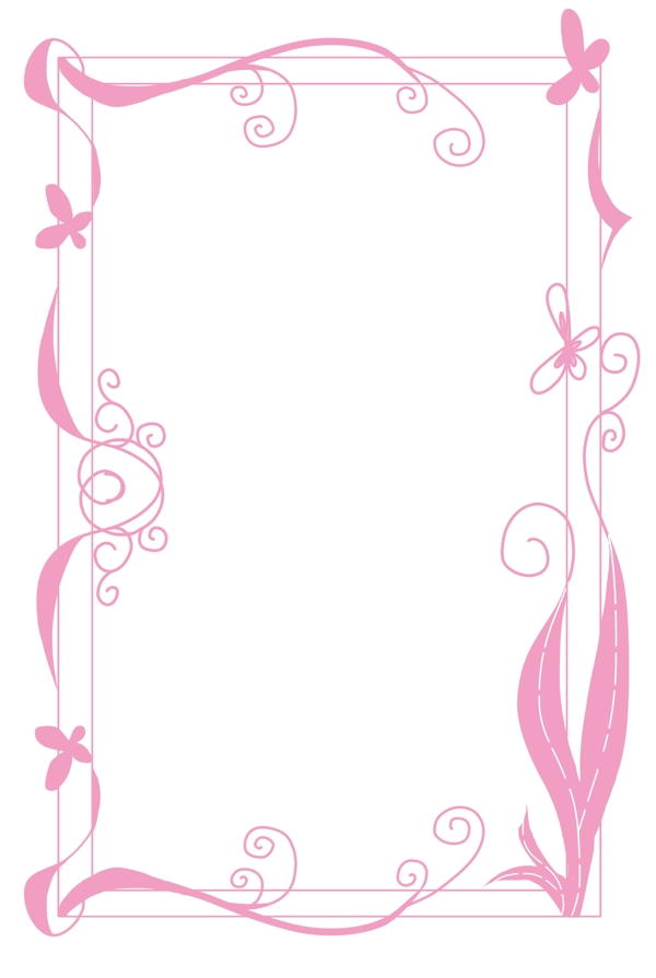 浪漫粉红色花藤边框