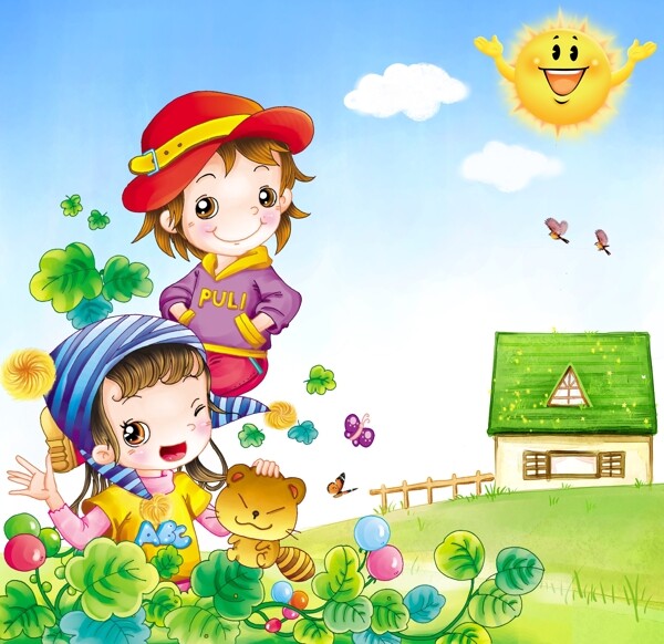 韩国插画儿童背景图片
