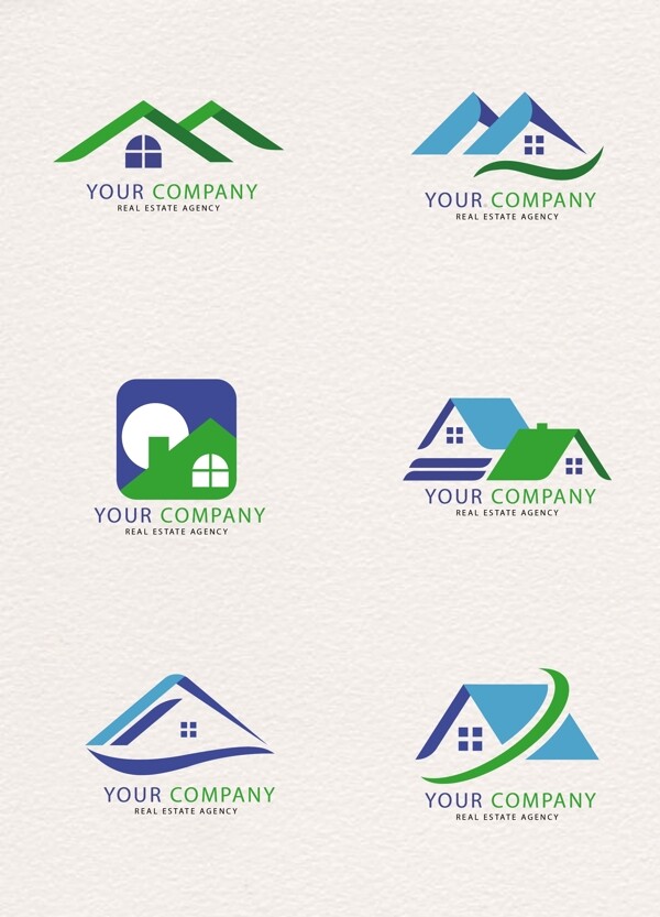 蓝绿色几何公司logo设计