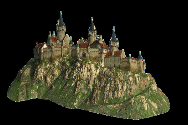 山顶的大城堡免抠png透明图层素材