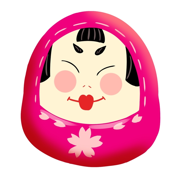 粉色日本脸谱插画