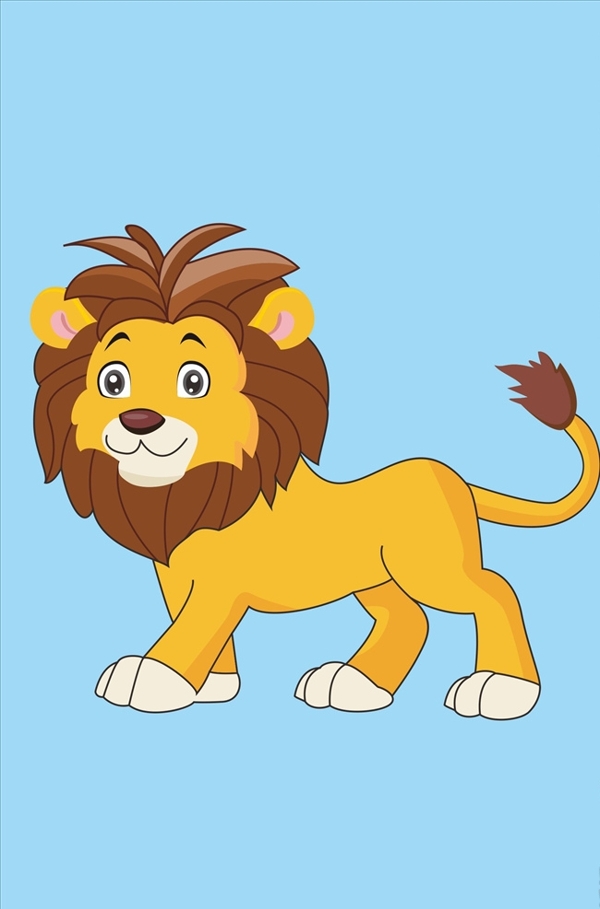 狮子卡通动物矢量插画手绘