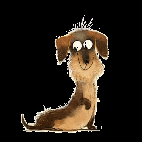 搞怪可爱褐色小狗卡通手绘装饰元素