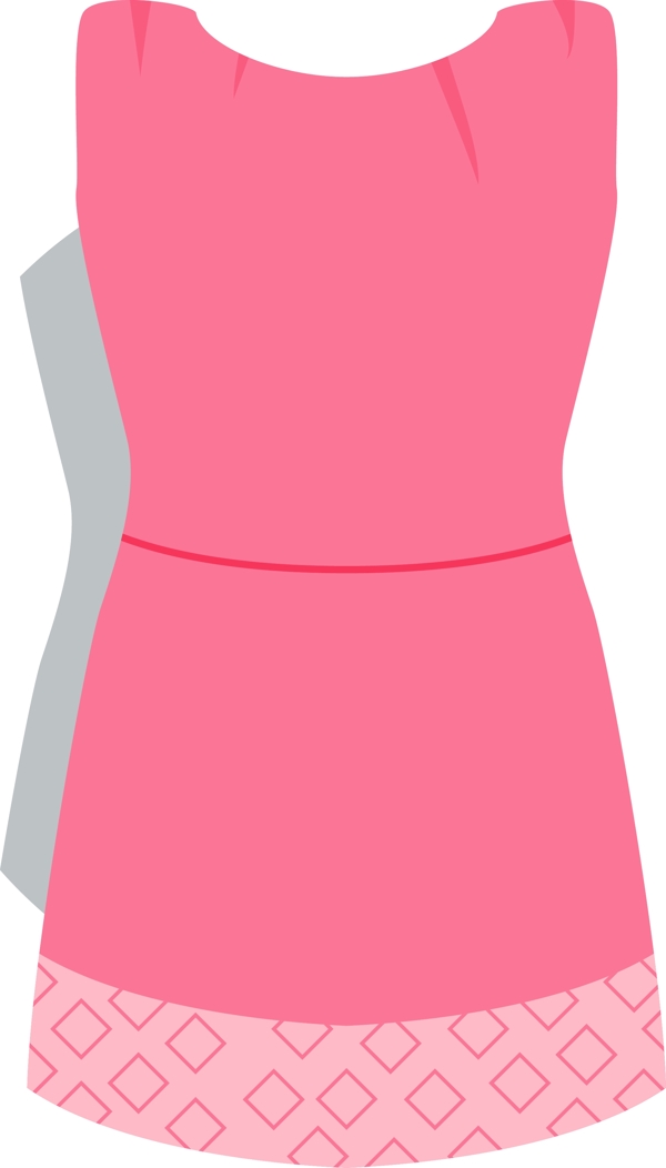 手绘粉色连衣裙元素