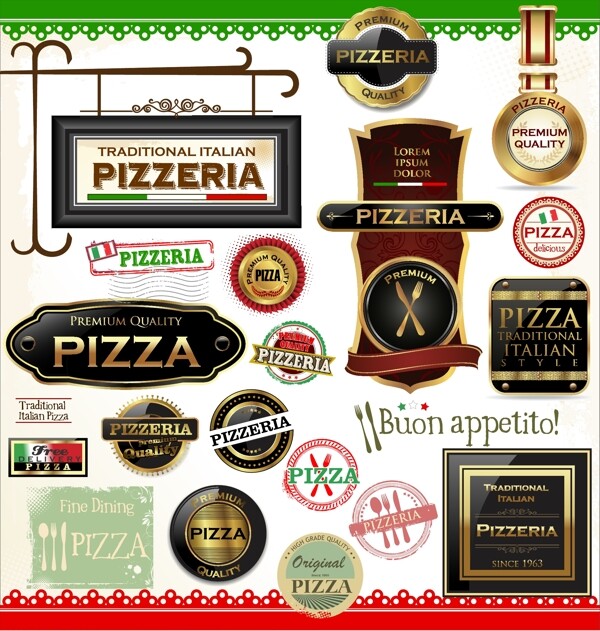 披萨标签图标模板下载