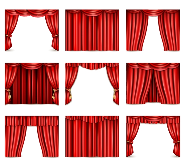 红色舞台幕布矢量装饰素材