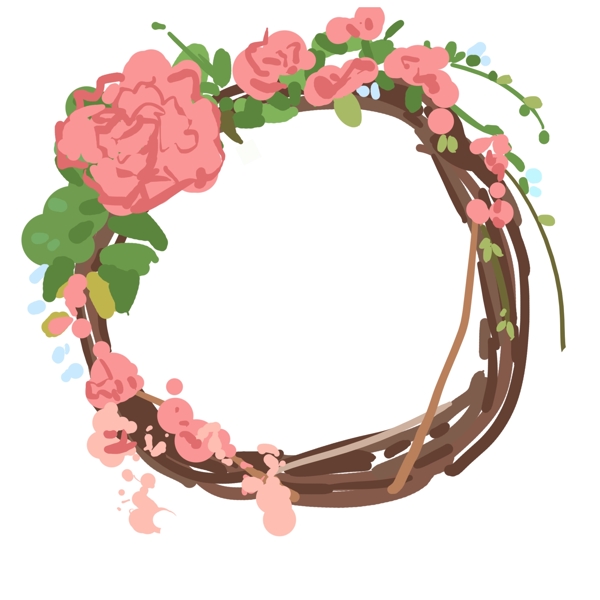 粉红色花朵花环插图