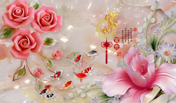 浮雕花玫瑰花藤背景墙图片