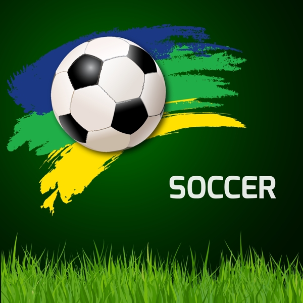 绿色彩绘足球元素设计