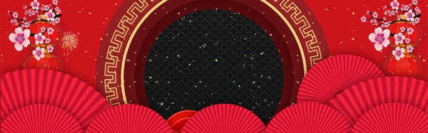红色年货节中国风新年节日banner背景