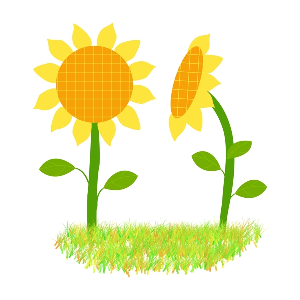 原创手绘卡通向日葵花卉元素