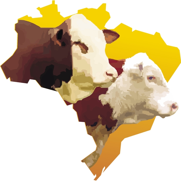 巴西地图和公牛的头