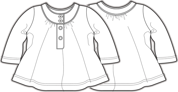 衣裙女宝宝服装设计线稿矢量素材