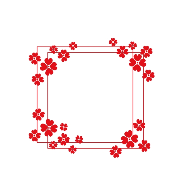 红色梅花传统复古边框