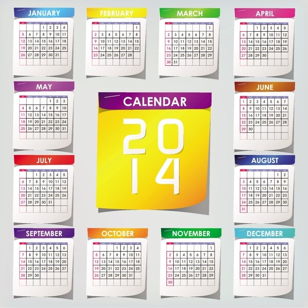 简单的2014日历设计向量集05