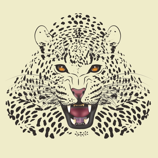 印花矢量图动物猎豹色彩黑色免费素材