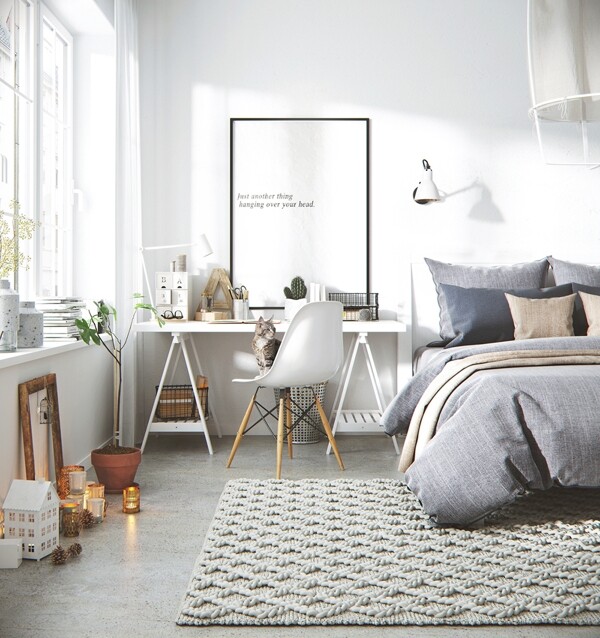 简约时尚卧室灰色地毯装修效果图