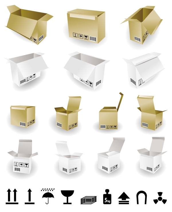 材料的纸箱运输标志矢量