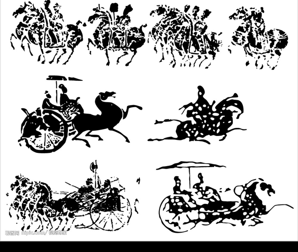 古代矢量车马出行图图片