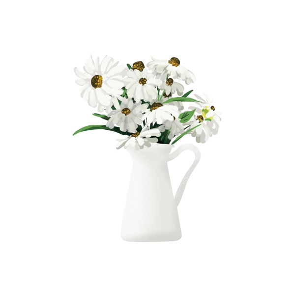 白色花瓶插画元素