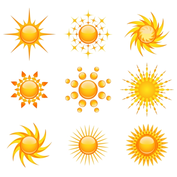 各种形态的太阳图标矢量素材