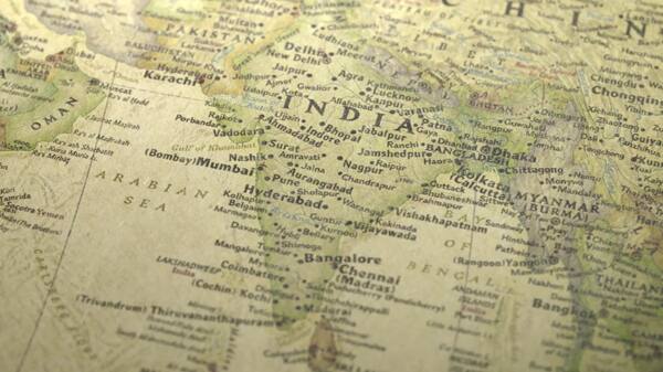 老式地图泛到印度