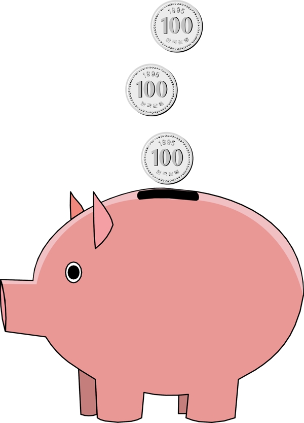 韩国猪年生肖猪存钱罐矢量图02