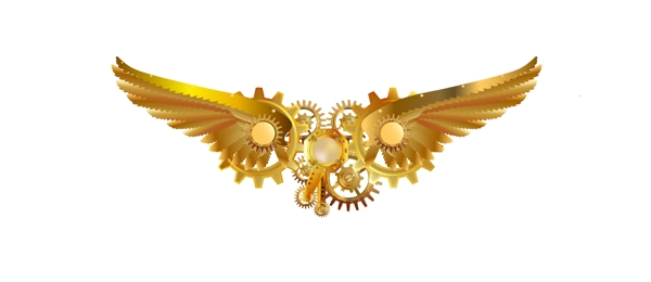 翅膀金色金属机械3d模型