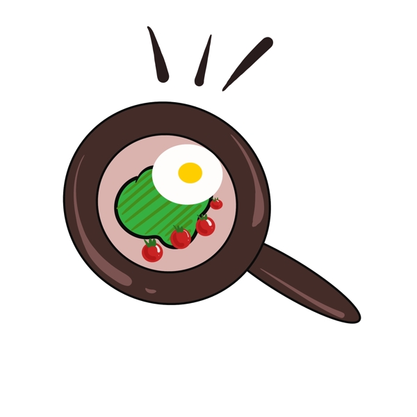 煎蛋烤肉卡通插画