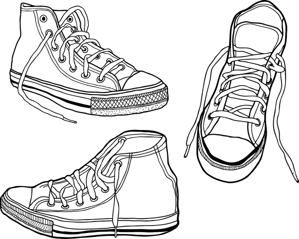 简单的线条勾勒鞋矢量素材