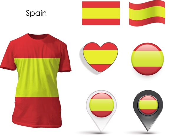 西班牙国旗图案t恤衫模板