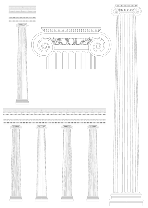 欧式建筑罗马柱矢量图