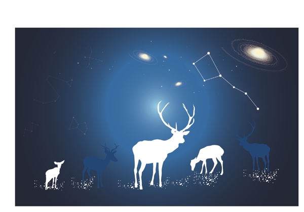星空下的鹿群