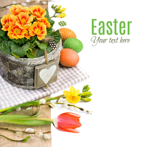 复活节花卉与彩蛋